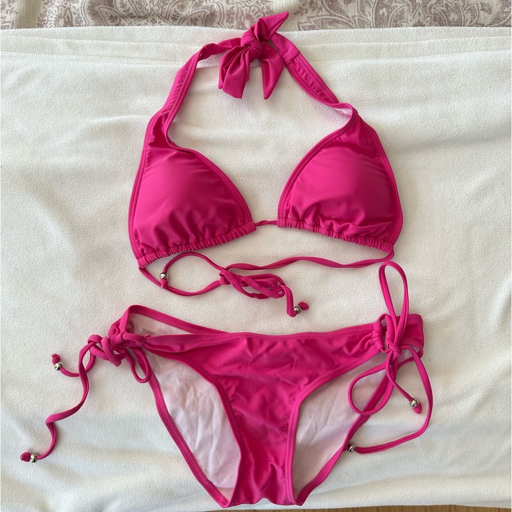 Hot pink halter bikini set Barbie Barbiecore